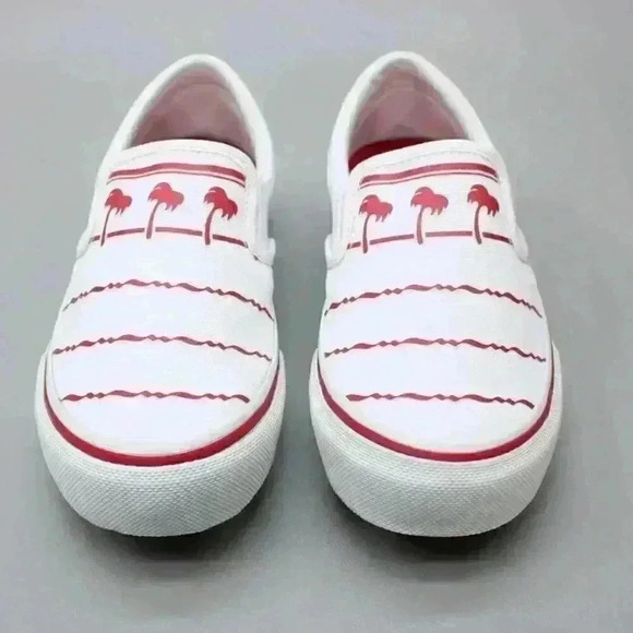 In-Out-Burger Ladies 7.5 Drink Cup Slip-on Skate Palm Tree Tennis/Gym Sneakers - Picture 6 of 13